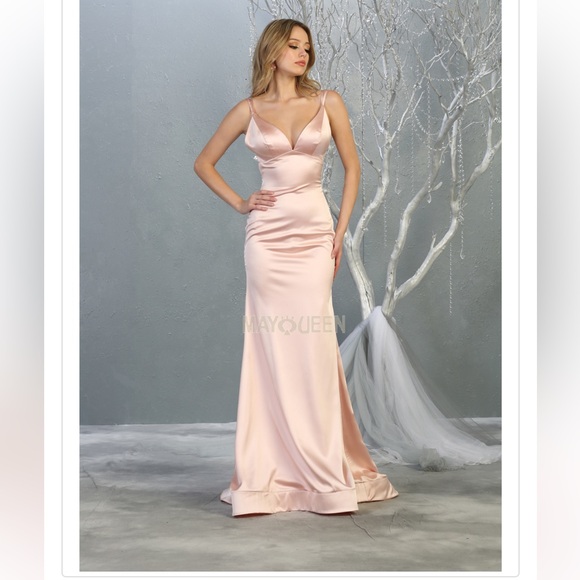 May Queen Blush Satin Gown - Picture 1 of 9